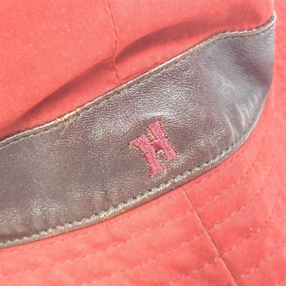 HERMES Bucket hat H embroidery logo wide brim hat polyester / Nylon Red/Brown main image 10